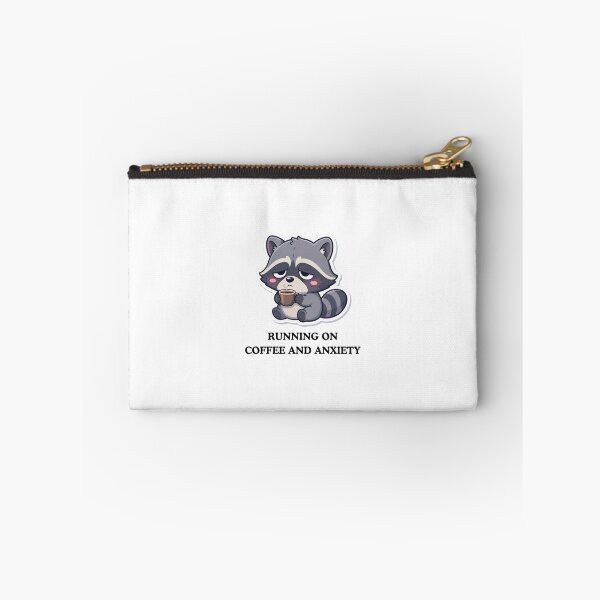 Item preview, Running On Coffee And Anxiety Funny Raccoon Sticker designed and sold by crazyhome.