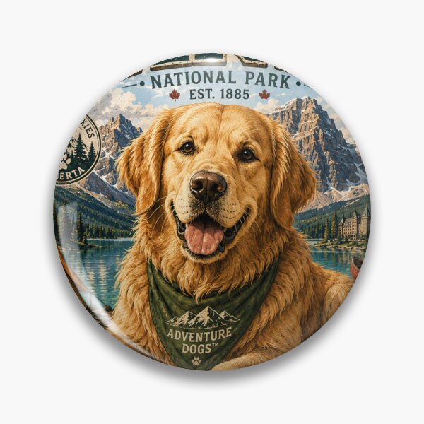 Item preview, Banff National Park Golden Retriever | Mountain Camping Adventure | Vintage Outdoor Dog Lover T-Shirt designed and sold by TeeVibeHaus.