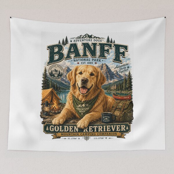 Item preview, Banff National Park Golden Retriever | Mountain Camping Adventure | Vintage Outdoor Dog Lover T-Shirt designed and sold by TeeVibeHaus.