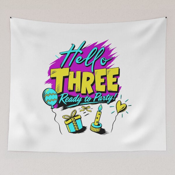Item preview, Hello Three 3rd Birthday Party Apparel Toddler Bodysuit designed and sold by illeN-Art-World.