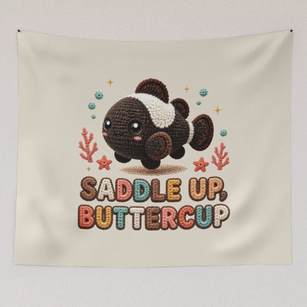 Item preview, Cute Crochet Saddleback Clownfish Saddle Up Buttercup Design designed and sold by Panom Suavichien.