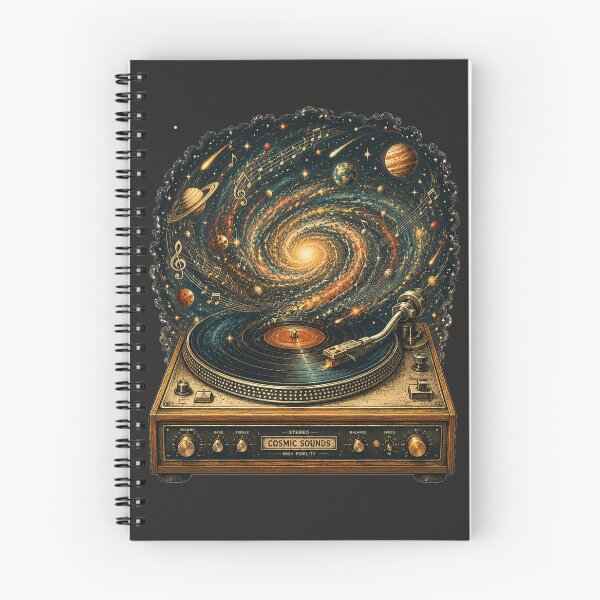 Item preview, Lost Between Galaxies & Grooves | Retro Cosmic Vinyl Turntable Illustration designed and sold by Golden Era Studio.