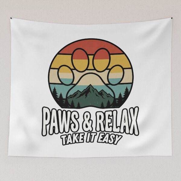 Item preview, Cute paws and relax take it easy retro mountain dog lover designed and sold by ArtDesignTp.