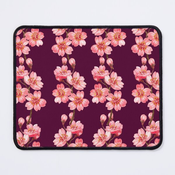 Item preview, Vintage Sakura Cherry Blossom Pattern on Deep Plum Purple designed and sold by Jyoti Digital Artist.