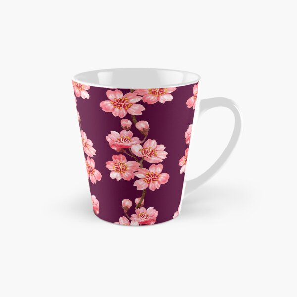 Item preview, ​Vintage Sakura Cherry Blossom Pattern on Deep Plum Purple designed and sold by ​Jyoti Digital Artist.