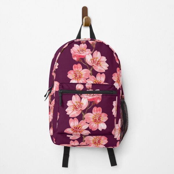 Item preview, Vintage Sakura Cherry Blossom Pattern on Deep Plum Purple designed and sold by Jyoti Digital Artist.