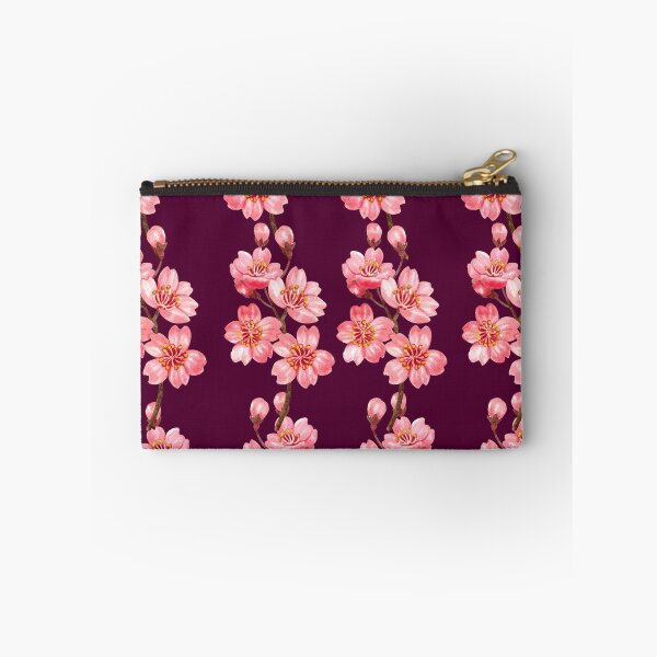 Item preview, ​Vintage Sakura Cherry Blossom Pattern on Deep Plum Purple designed and sold by ​Jyoti Digital Artist.