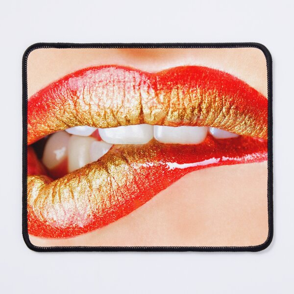 Item preview, Red and Gold Lips – Glamorous Metallic Portrait designed and sold by Superview.