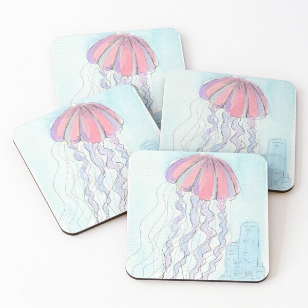 Item preview, Hand Drawn Watercolor Jellyfish designed and sold by MyCuriousMagpie.