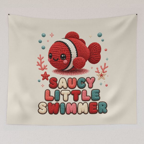 Item preview, Cute Crochet Tomato Clownfish Saucy Little Swimmer Design designed and sold by Panom Suavichien.