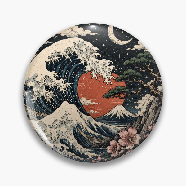 Item preview, Moonlit Wave Landscape – Japanese Inspired Vintage Art Sticker designed and sold by DESPOT07.