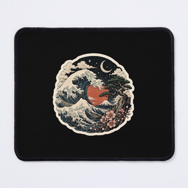 Item preview, Moonlit Wave Landscape – Japanese Inspired Vintage Art Sticker designed and sold by DESPOT07.
