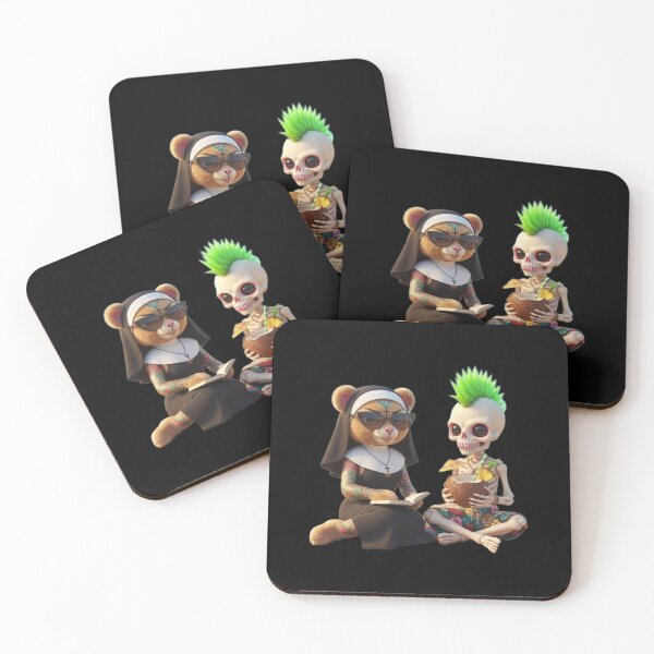 Item preview, NunBear Reading and Mohawk Skelly Tropical Chill designed and sold by LujziWorld.