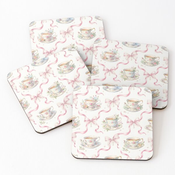Item preview, Coquette Tea Cup Pattern, Vintage Floral Tea Cup Design, Pink Bow Cottagecore Print, Tea Lover Mug, Bridal Shower Gift, Feminine Aesthetic Decor designed and sold by Raw Tigers.