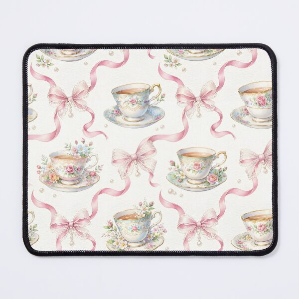 Item preview, Coquette Tea Cup Pattern, Vintage Floral Tea Cup Design, Pink Bow Cottagecore Print, Tea Lover Mug, Bridal Shower Gift, Feminine Aesthetic Decor designed and sold by Raw Tigers.