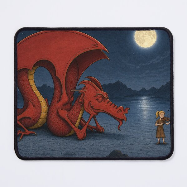 Item preview, Dragon Fantasy Storybook Illustration Listening to Violin for Fantasy Art Lovers designed and sold by RickE.