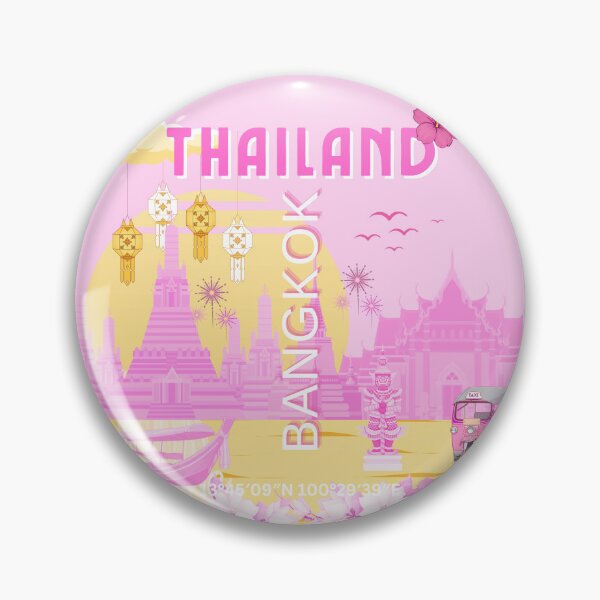Item preview, Bangkok Thailand Travel Poster | Pink Thai Temple Wall Art | Retro Travel Print | Thai Aesthetic Illustration designed and sold by Magic Love Art Print.