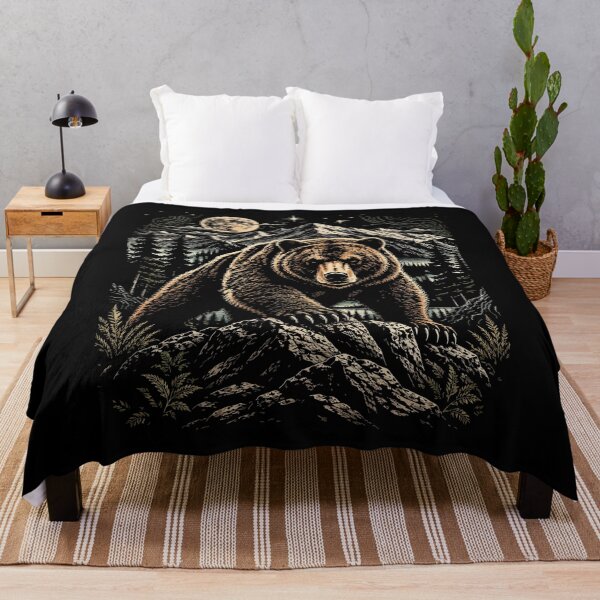 Item preview, Grizzly Bear Moon Wilderness Wildlife Mountain Art designed and sold by hobrath.