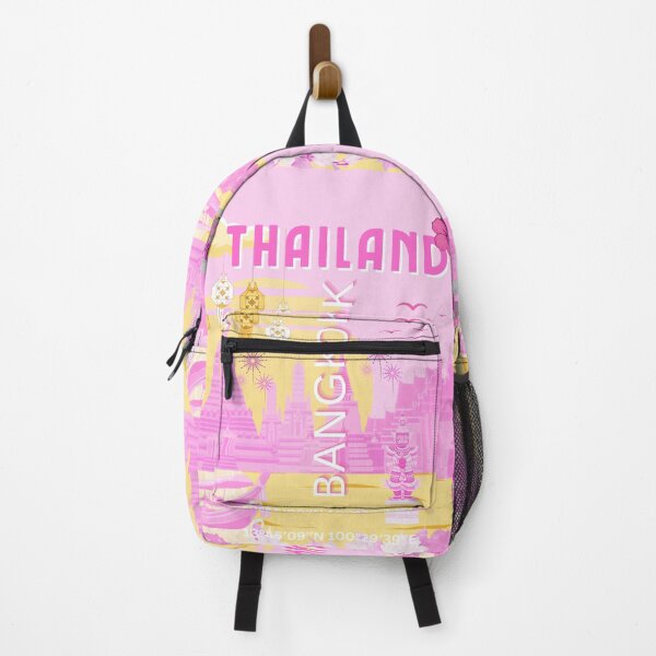 Item preview, Bangkok Thailand Travel Poster | Pink Thai Temple Wall Art | Retro Travel Print | Thai Aesthetic Illustration designed and sold by Magic Love Art Print.