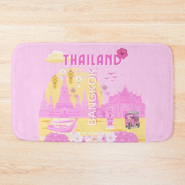 Item preview, Bangkok Thailand Travel Poster | Pink Thai Temple Wall Art | Retro Travel Print | Thai Aesthetic Illustration designed and sold by Magic Love Art Print.