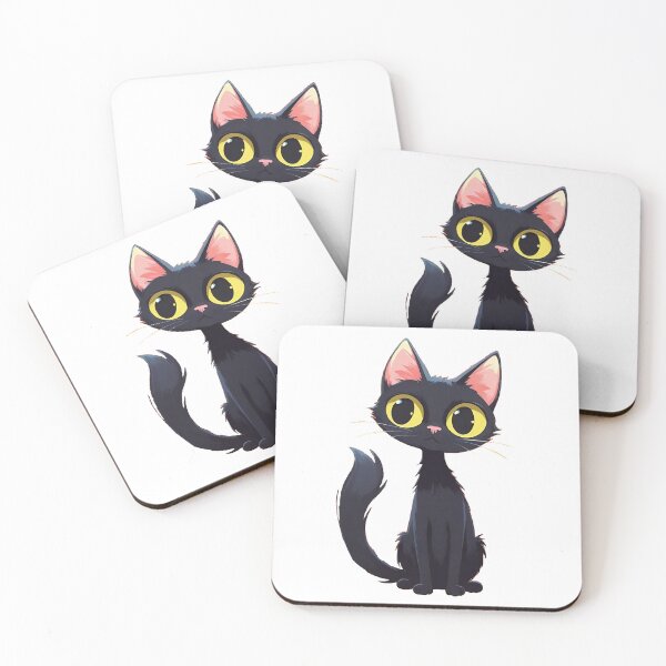 Item preview, Adorable Big-Eyed Black Cat Cartoon designed and sold by timotyarnold12.