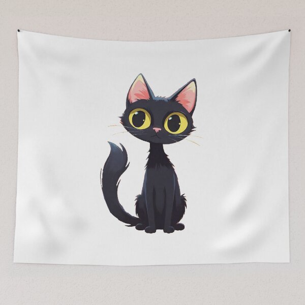 Item preview, Adorable Big-Eyed Black Cat Cartoon designed and sold by timotyarnold12.