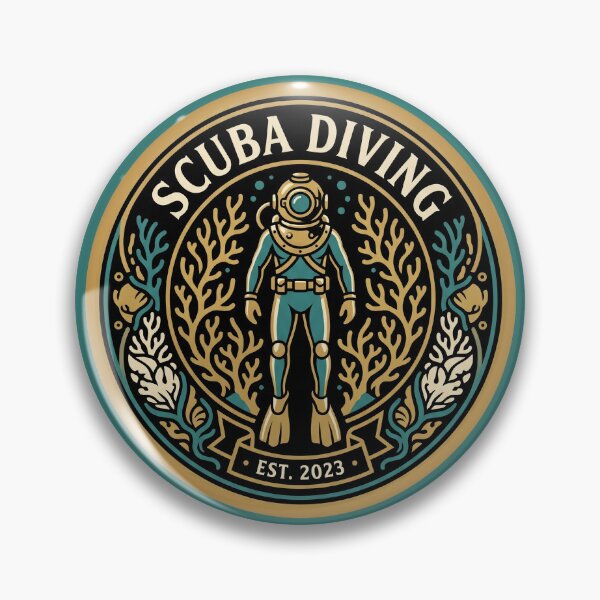 Item preview, Vintage Scuba Diving Deep Sea Diver Emblem Coral Reef designed and sold by KiwiRider.