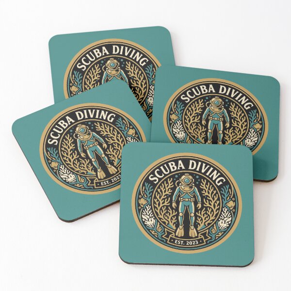 Item preview, Vintage Scuba Diving Deep Sea Diver Emblem Coral Reef designed and sold by KiwiRider.
