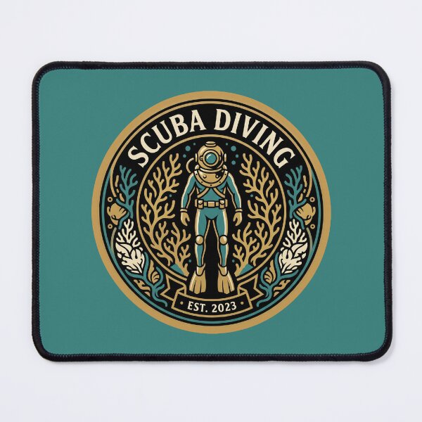Item preview, Vintage Scuba Diving Deep Sea Diver Emblem Coral Reef designed and sold by KiwiRider.