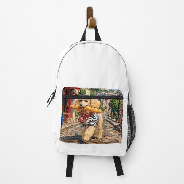 Item preview, Poodle walking through Montmartre with a baguette designed and sold by Nomad-Paws.