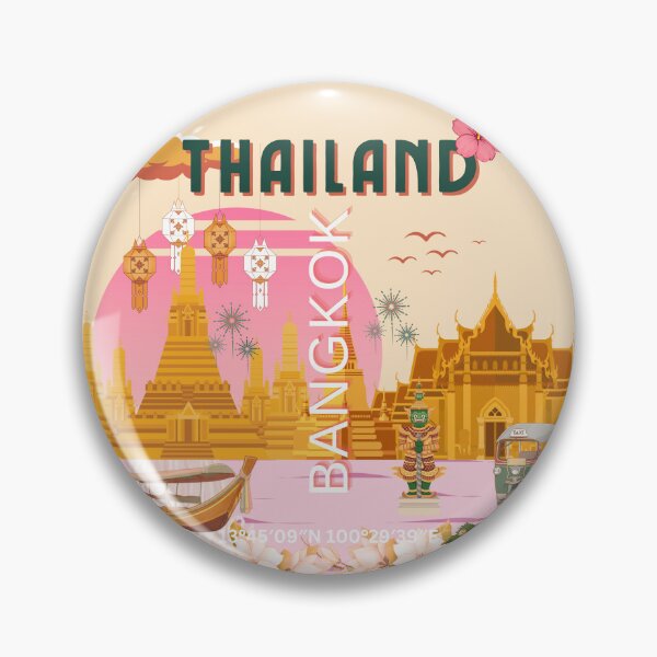Item preview, Bangkok Thailand Vintage Travel Poster | Thai Temple Wall Art | Retro Bangkok Illustration designed and sold by Magic Love Art Print.