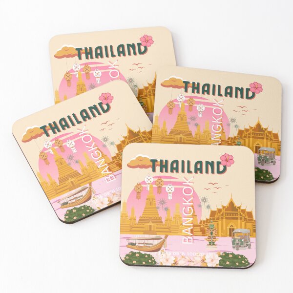 Item preview, Bangkok Thailand Vintage Travel Poster | Thai Temple Wall Art | Retro Bangkok Illustration designed and sold by Magic Love Art Print.