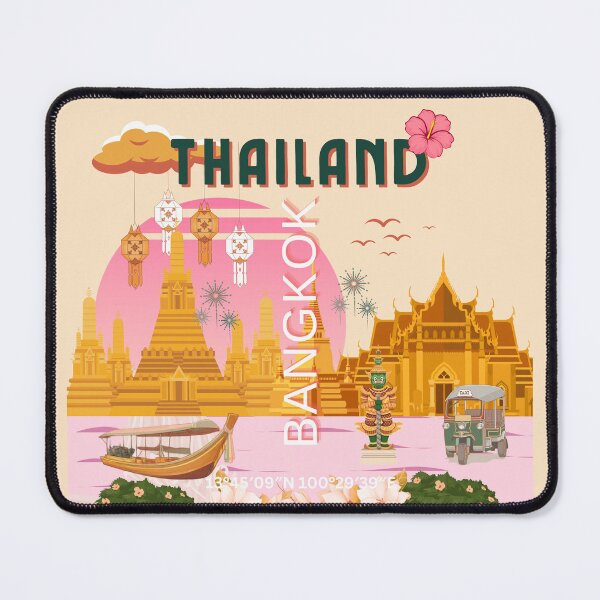 Item preview, Bangkok Thailand Vintage Travel Poster | Thai Temple Wall Art | Retro Bangkok Illustration designed and sold by Magic Love Art Print.
