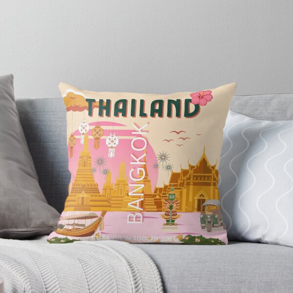 Item preview, Bangkok Thailand Vintage Travel Poster | Thai Temple Wall Art | Retro Bangkok Illustration designed and sold by Magic Love Art Print.