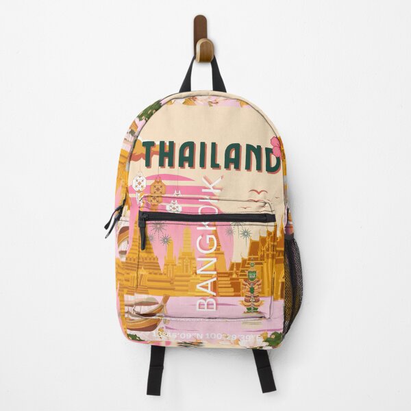 Item preview, Bangkok Thailand Vintage Travel Poster | Thai Temple Wall Art | Retro Bangkok Illustration designed and sold by Magic Love Art Print.
