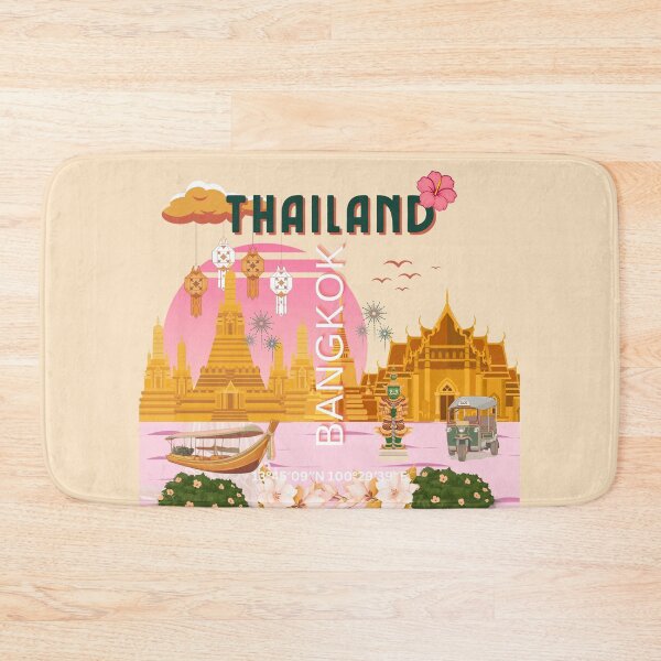 Item preview, Bangkok Thailand Vintage Travel Poster | Thai Temple Wall Art | Retro Bangkok Illustration designed and sold by Magic Love Art Print.