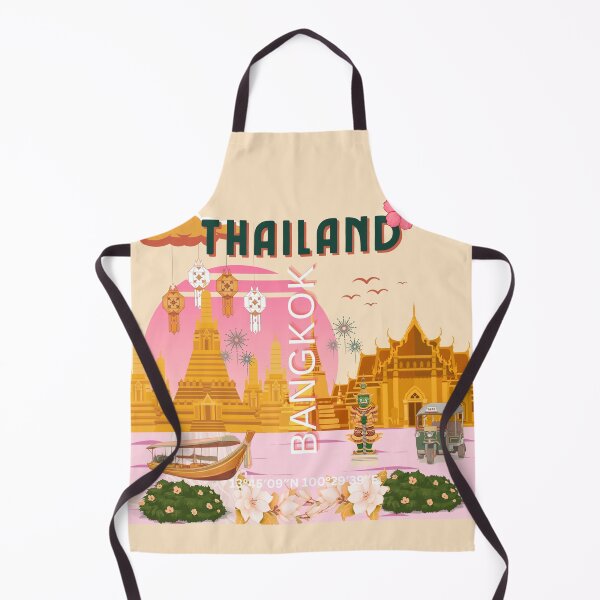 Item preview, Bangkok Thailand Vintage Travel Poster | Thai Temple Wall Art | Retro Bangkok Illustration designed and sold by Magic Love Art Print.