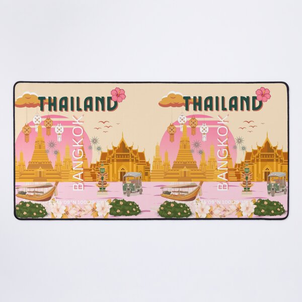 Item preview, Bangkok Thailand Vintage Travel Poster | Thai Temple Wall Art | Retro Bangkok Illustration designed and sold by Magic Love Art Print.