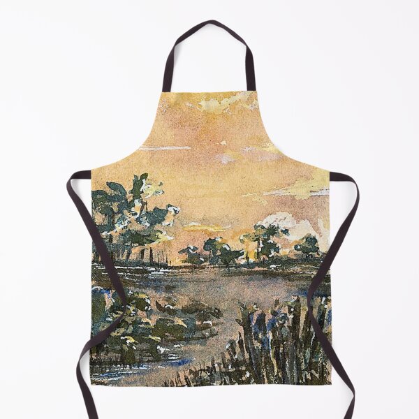 Item preview, Golden Sunset Lake Watercolor Landscape designed and sold by ArdanaMilsman.