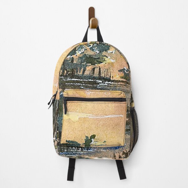 Item preview, Golden Sunset Lake Watercolor Landscape designed and sold by ArdanaMilsman.