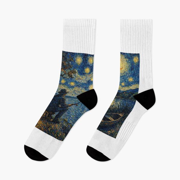 Item preview, Starry Night Fishing - Van Gogh Inspired Art designed and sold by NoFishToday.