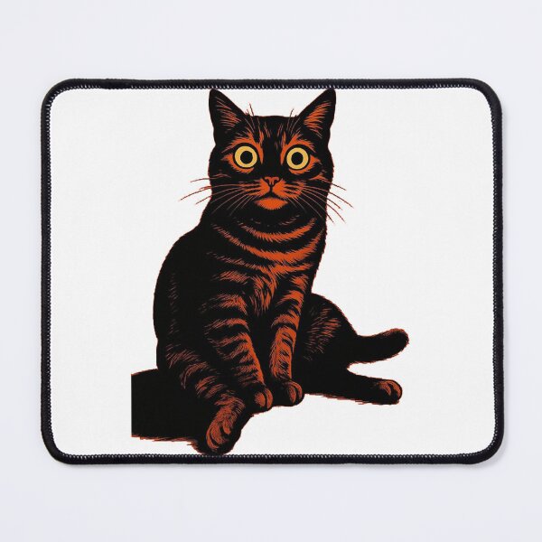 Item preview, Bold Black Cat Vintage Illustration with Glowing Eyes designed and sold by timotyarnold12.
