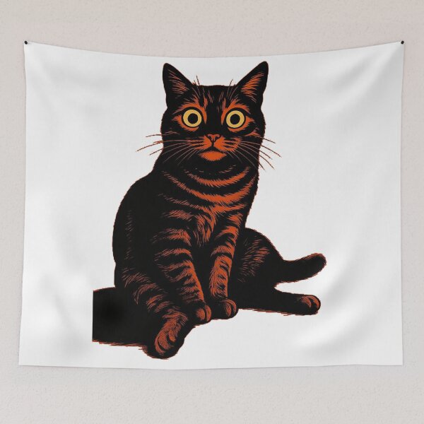 Item preview, Bold Black Cat Vintage Illustration with Glowing Eyes designed and sold by timotyarnold12.