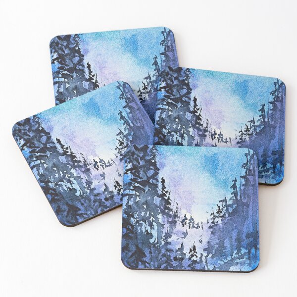 Item preview, Blue Misty Pine Forest Watercolor Nature Landscape designed and sold by ArdanaMilsman.