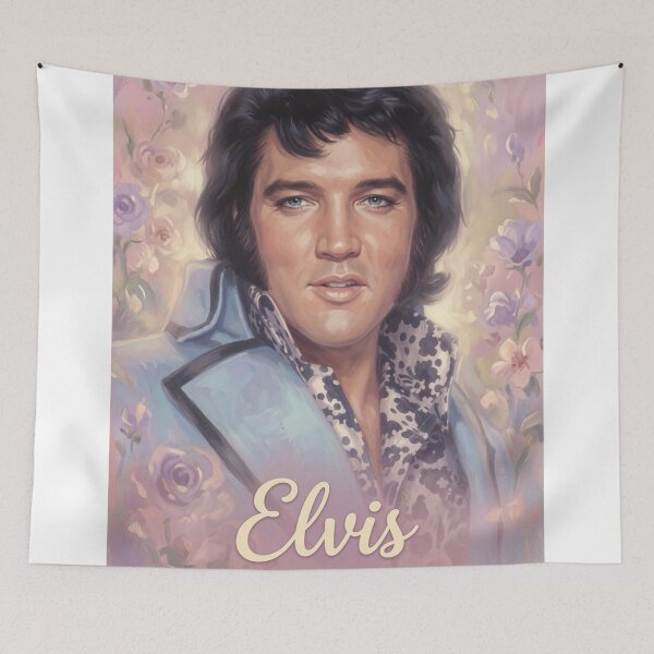 Item preview, Elvis Presley Vintage Floral Portrait - Soft Pastel 70s Art designed and sold by ElvisVintagePosters.
