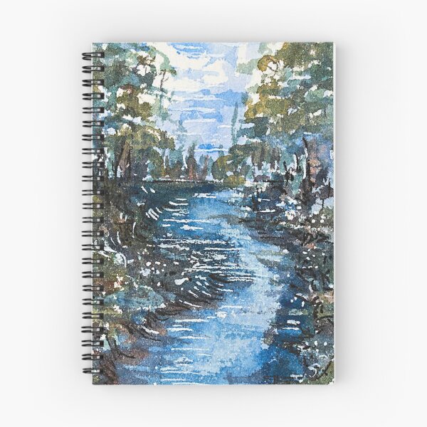 Item preview, Peaceful River Through Forest Watercolor Landscape designed and sold by ArdanaMilsman.