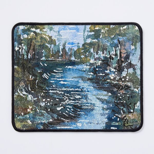 Item preview, Peaceful River Through Forest Watercolor Landscape designed and sold by ArdanaMilsman.