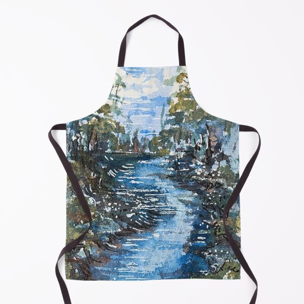 Item preview, Peaceful River Through Forest Watercolor Landscape designed and sold by ArdanaMilsman.