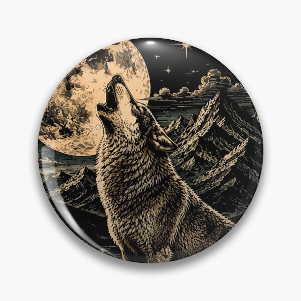 Item preview, Howling Wolf Full Moon Wilderness Wildlife Mountain Art designed and sold by hobrath.