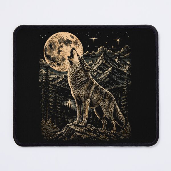 Item preview, Howling Wolf Full Moon Wilderness Wildlife Mountain Art designed and sold by hobrath.